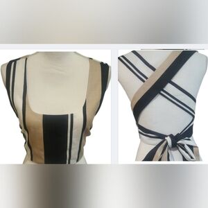 L'ATISTE Black and Tan Fitted Sleeveless Tank Top